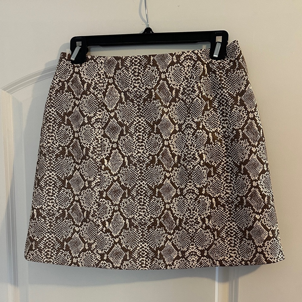 NWT Alexa Chung Brown faux snakeskin mini skirt US size 6/UK size 10